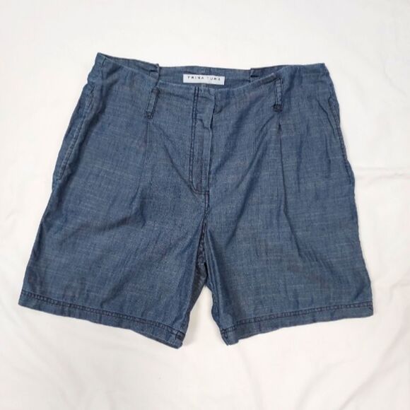 Trina Turk Chambray Tencel Linen Blend Shorts 4 - Picture 1 of 10